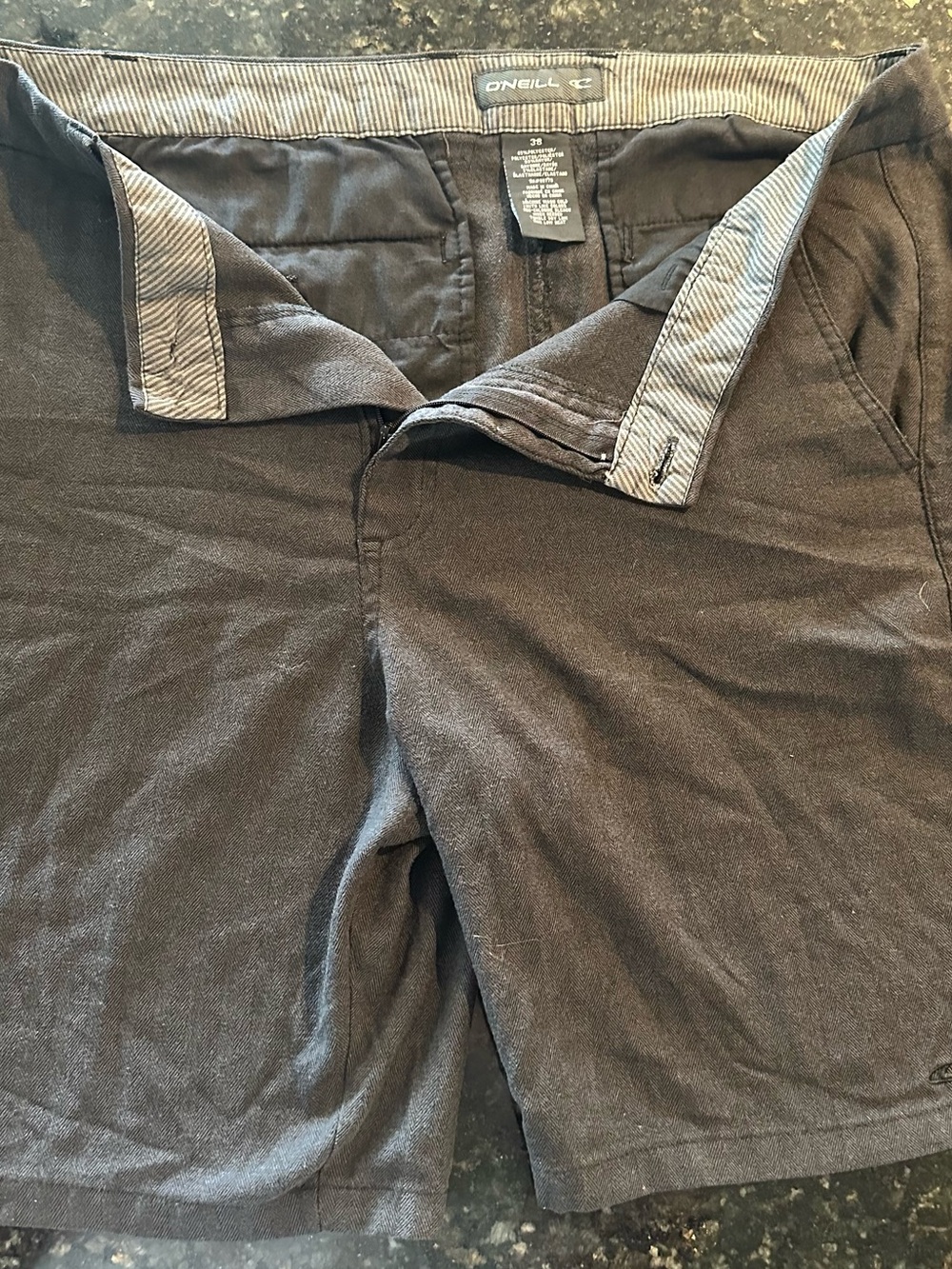 O'Neill Men's dark grey Chino Shorts with Striped Waist Trim